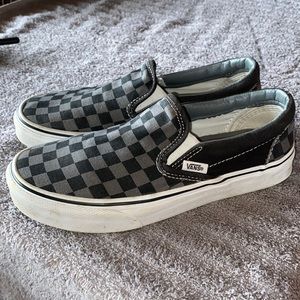 Vans Classic Canvas Black & Gray Checkered Slip-on Shoes Size 7